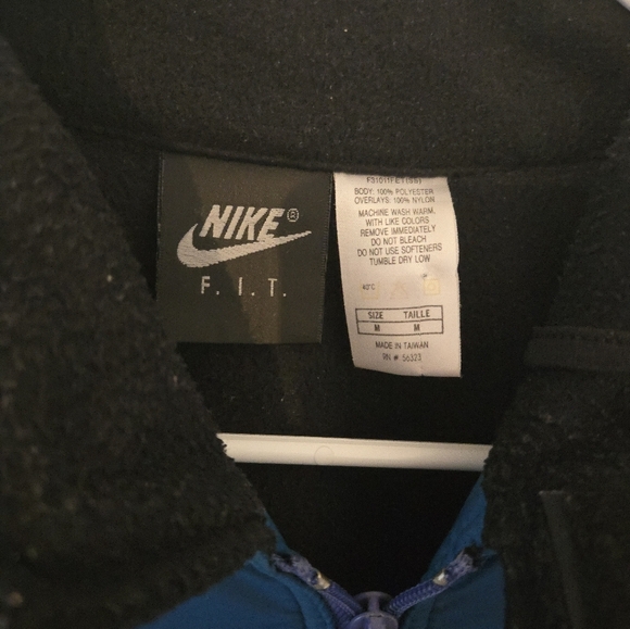 Vintage Nike Fit Jacket Mens Size Medium Black Blue F.I.T. Swoosh 90s Mid weight - Picture 4 of 7